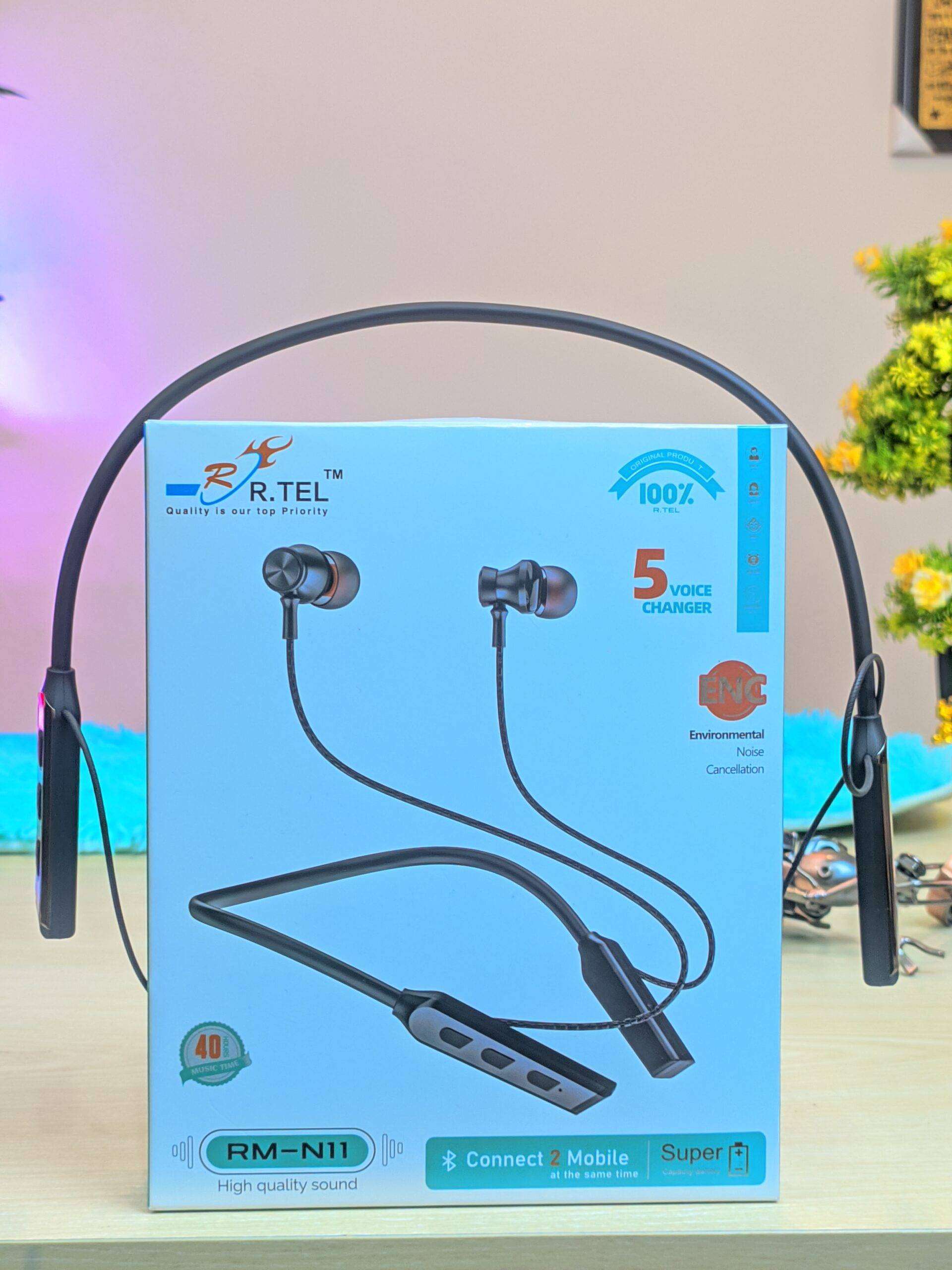 R TEL RM-N11 Neckband ENC 5 voice Changer High Quality Sound With 2 Mobile Connect at the same time