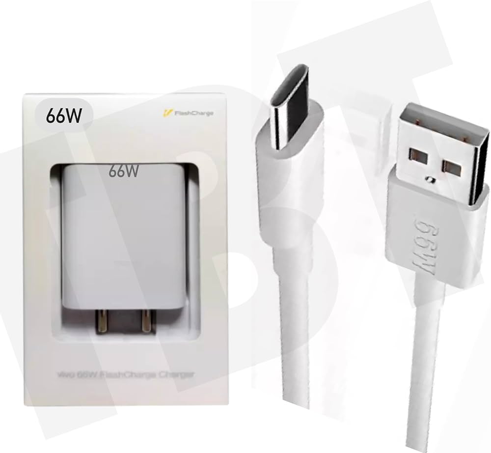 CASIFY 66Watt Super Fast Charger Flash Charge With Type C Cable Fast Charger Wall Charger White Color