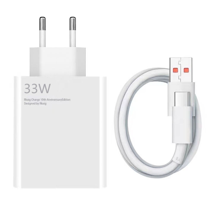 Redmi 33W Fast Charger Fast Charger 33W Turbo Charge Eu Qc 4.0 Adapter 3A Usb Type C Cable